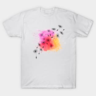 Spalsh of Warm Colors with Whimsical Dreamy Flowers T-Shirt